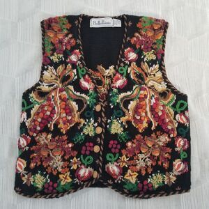 Vintage Belle Pointe Embroidered Sweater Vest Women's Medium